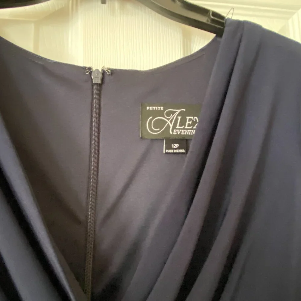 Alex Evenings navy surplice neckline ballgown NWT Size 12P - Picture 6 of 6